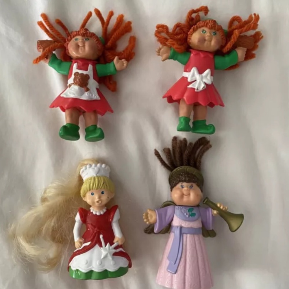 Cabbage Patch Kids Figurines Yarn Hair PVC Lot Of 4 Holiday VTG Nostalgia
